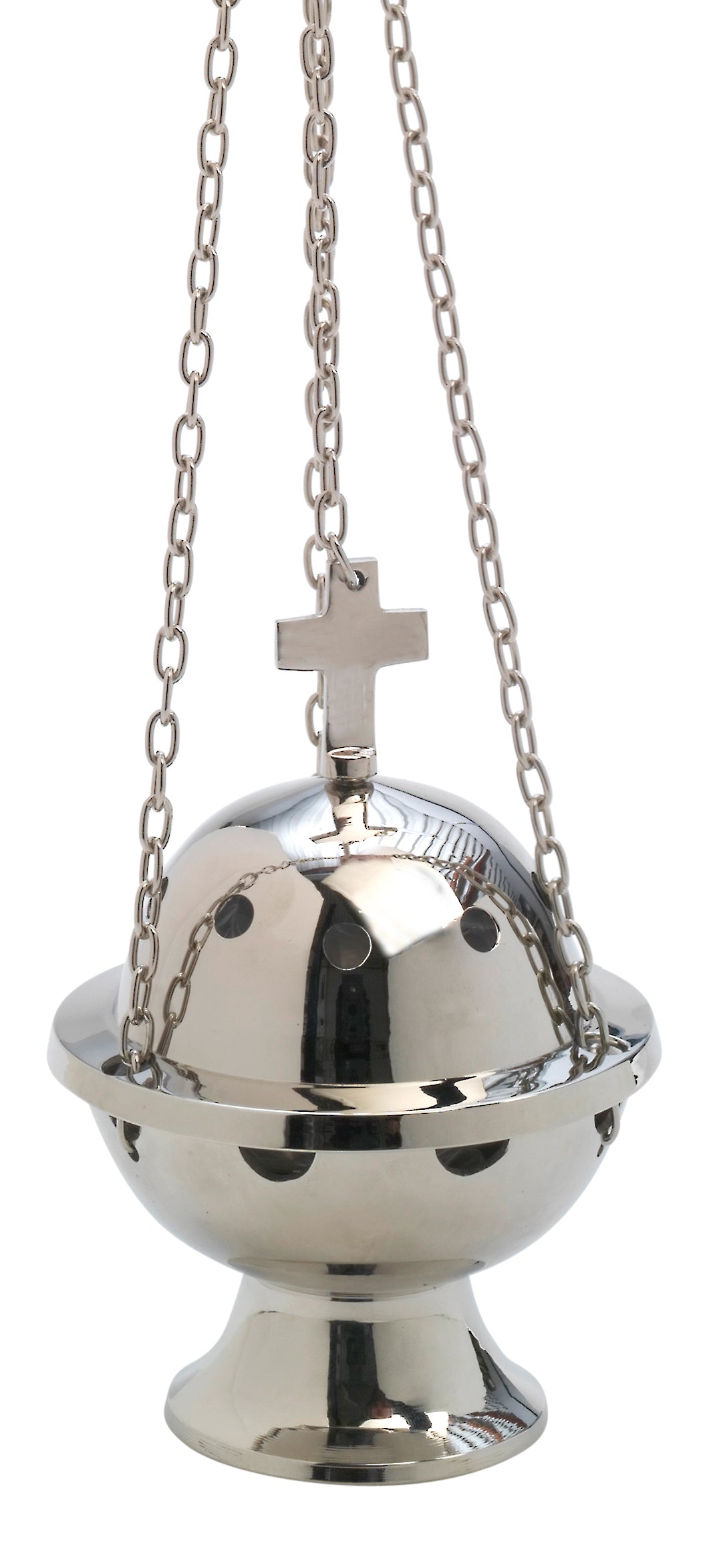 Turibolo con Croce in Ottone Argentato Lucido Altezza 13 cm