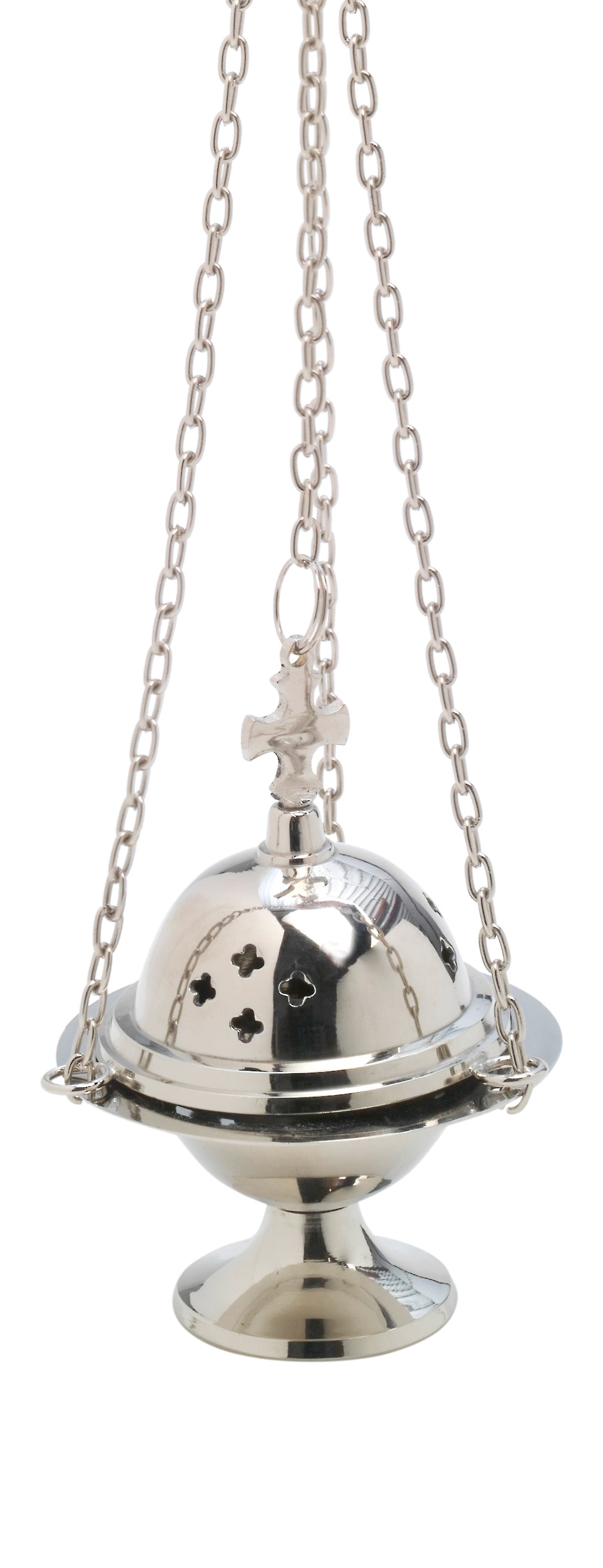 Turibolo con Croce in Ottone Argentato Lucido Altezza 11 cm