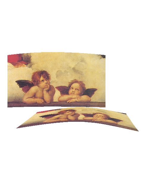 Quadro Tavola in Legno Curvo Concava Angeli Putti 100x50 cm
