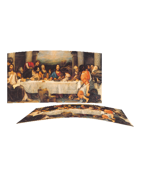 Quadro Tavola in Legno Curvo Concava Ultima Cena 100x50 cm