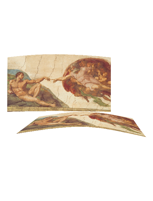 Quadro Tavola in Legno Curvo Concava Creazione di Adamo 100x50 cm