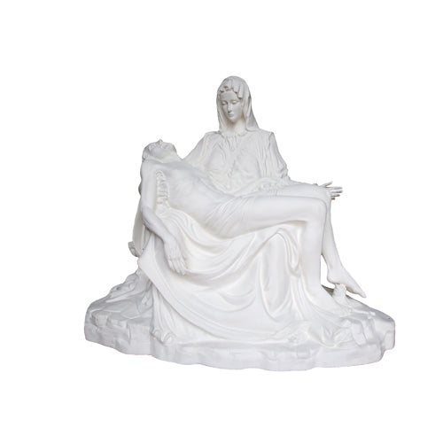 Statua Madonna Pietà 130x150 cm Bianca in Vetroresina
