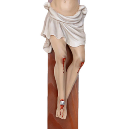 Crocifisso Croce in Legno 140 x 75 con Cristo 70 cm da Appendere in Resina