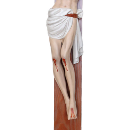 Crocifisso Croce in Legno 140 x 75 con Cristo 70 cm da Appendere in Resina