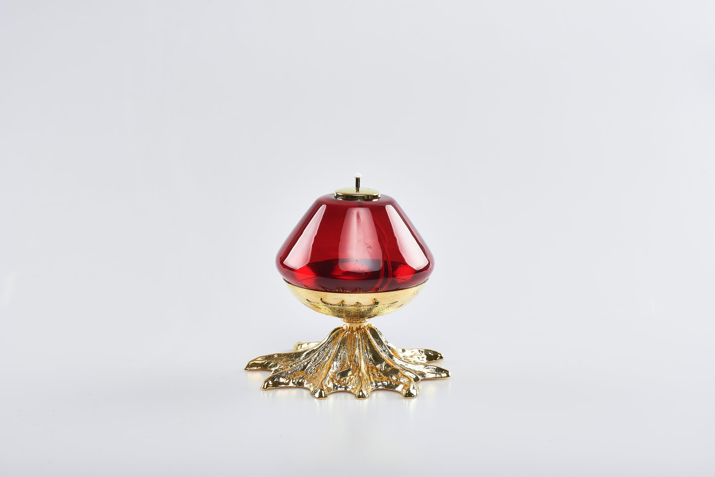 Lampada con Base Vetro Rosso 18x17 Centimetri
