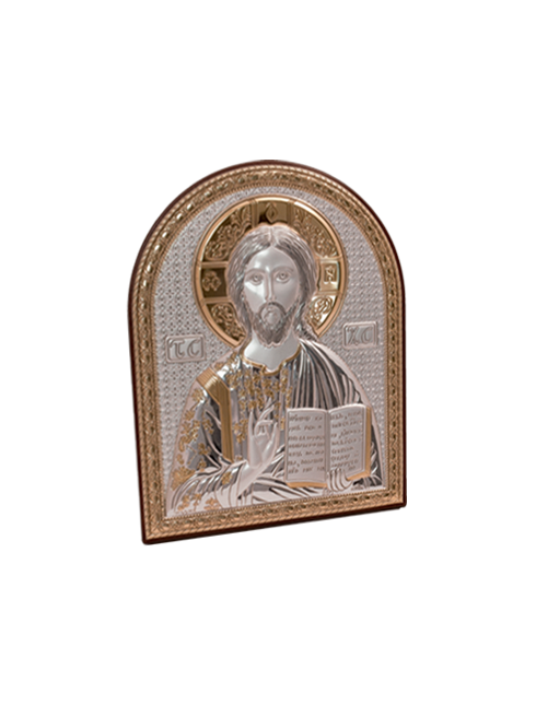 Quadro in Legno Gesù Maestro con Placca in Argento Bilaminato