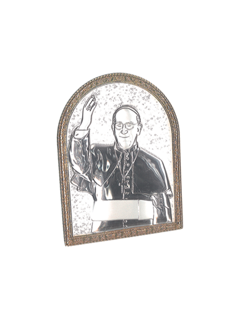 Quadro in Legno Papa Francesco con Placca in Argento Bilaminato
