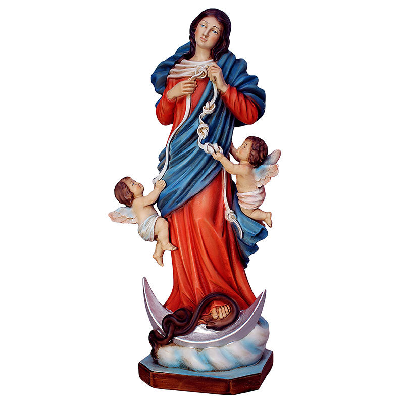 Statua Madonna Maria che Scioglie i Nodi 30 cm in Resina Piena