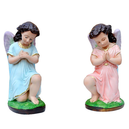 Statue Angeli in Adorazione Coppia 30 cm in Resina