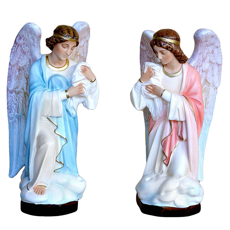 Statue Angeli Porta Candelabri Coppia 45 cm in Resina