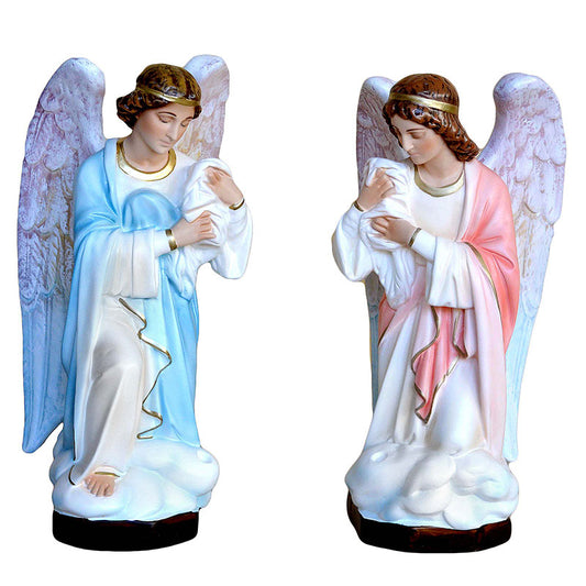 Statue Angeli Porta Candelabri Coppia 45 cm in Resina