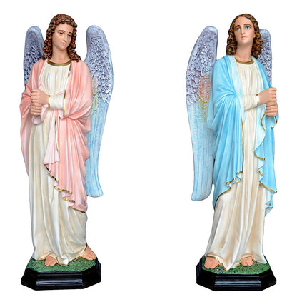 Statue Angeli Porta Candelabri Coppia 130 cm in Vetroresina