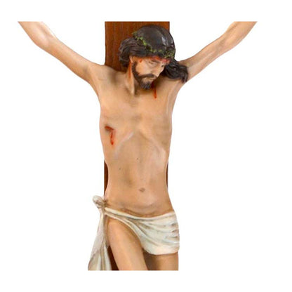 Crocifisso Croce in Legno 80 x 43 con Cristo 40 cm da Appendere in Resina Piena