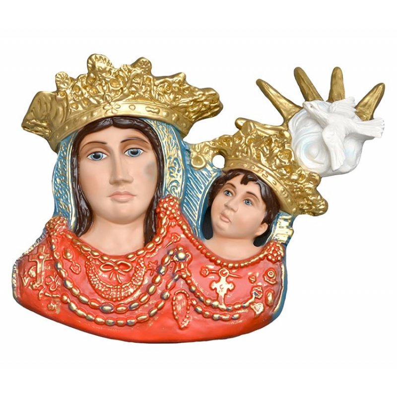 Statua Madonna Maria dell'Arco Busto da Parete 35 cm in Vetroresina 35x35 cm