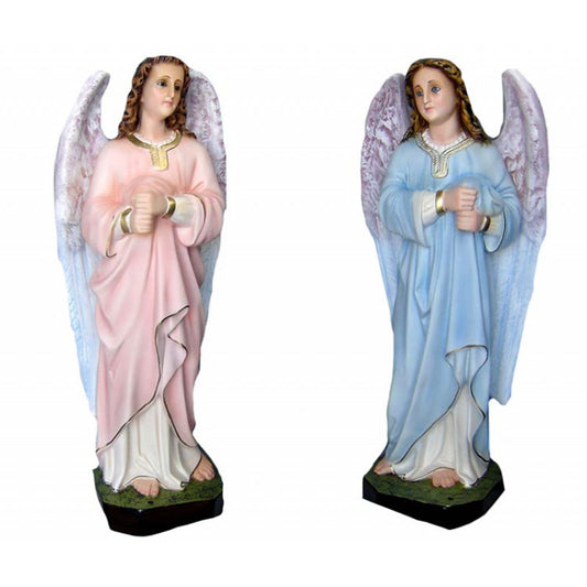Statue Angeli Porta Candelabri Coppia 65 cm in Resina