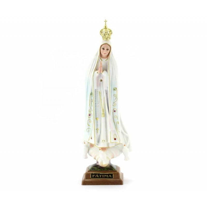 Statua Madonna di Fatima 27 cm in PVC con Occhi di Vetro