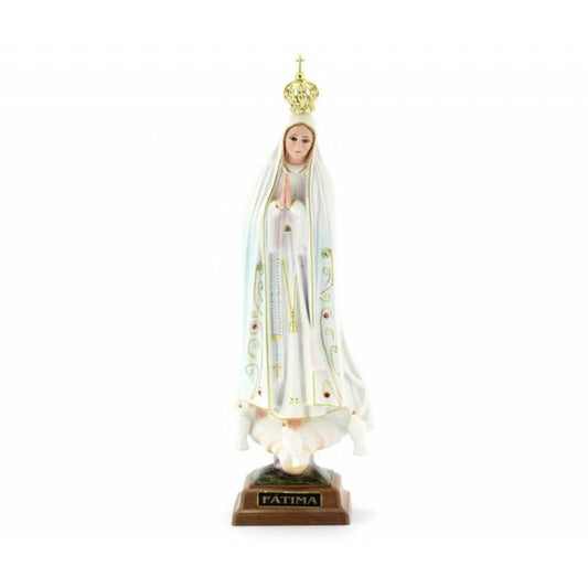Statua Madonna di Fatima 27 cm in PVC con Occhi di Vetro