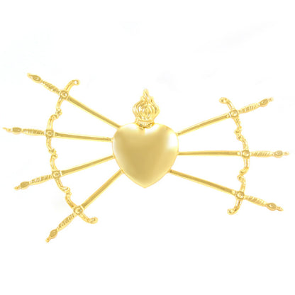 Cuore Madonna Addolorata Sette Spade in Ottone 16 cm Finitura Dorata
