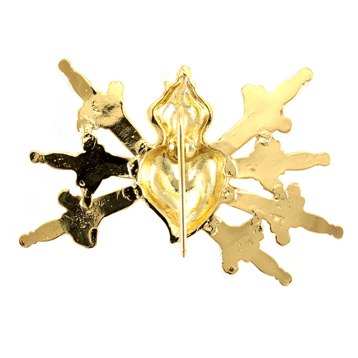 Cuore Madonna Addolorata Sette Spade in Ottone 10 cm Finitura Dorata