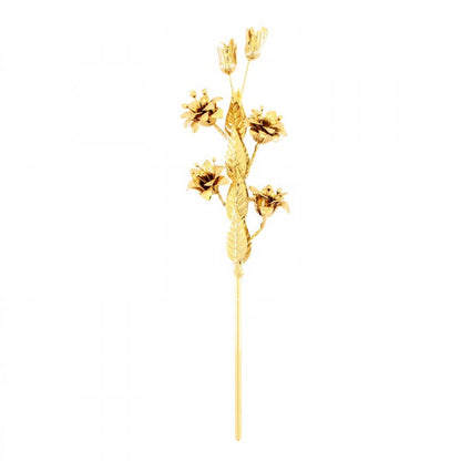 Giglio in Ottone con Foglie e Fiori 20 cm Finitura Dorata