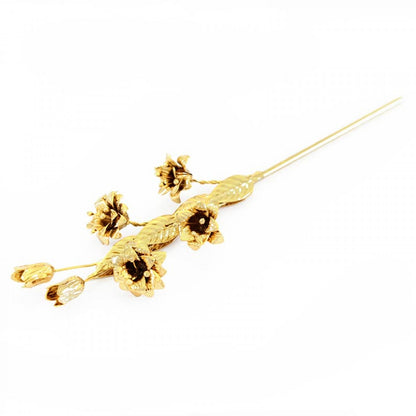 Giglio in Ottone con Foglie e Fiori 20 cm Finitura Dorata