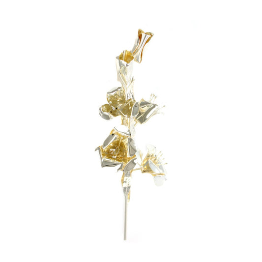 Giglio in Ottone con Foglie e Fiori 30 cm Finitura Argentata