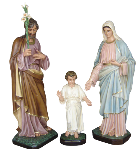 Statua Sacra Famiglia Tre Pezzi 165 cm in Vetroresina