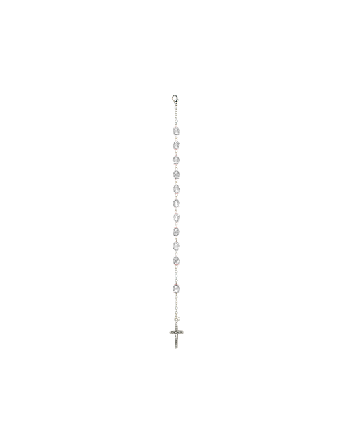 Bracciale in Cristallo con Coppiglie Argentate e Grani 7 Millimetri