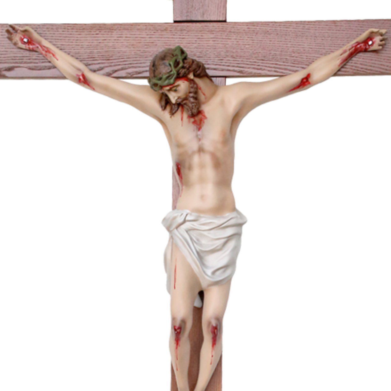 Crocifisso Croce in Legno 180 x 105 con Cristo 80 cm da Appendere in Resina