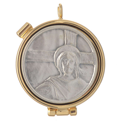Teca Eucaristica Portaostie Mignon in Peltro Diametro 4 Centimetri Ecce Homo