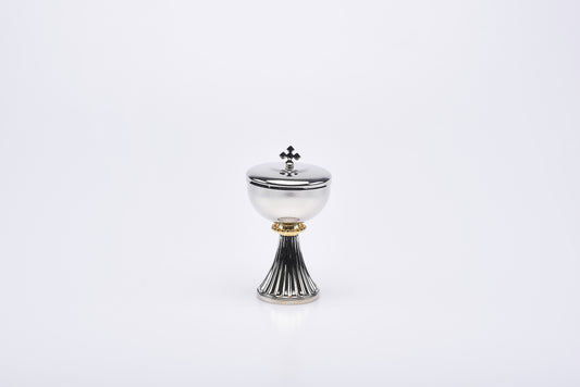Pisside in Ottone Nichelato Coppa Dorata Altezza 15,5 Centimetri