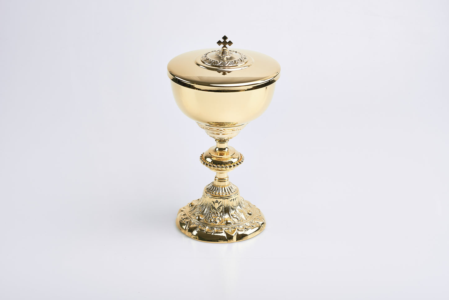 Pisside Barocca in Fusione Dorata con Croce