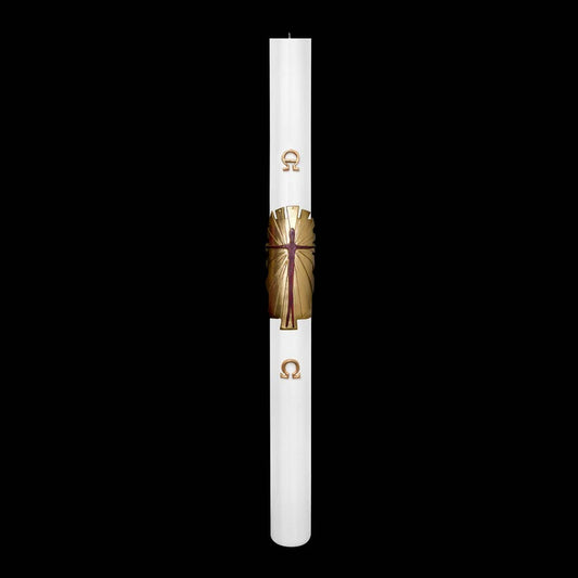 Cero Pasquale Bianco 80x1200 mm Decoro Bassorilievo Risorto Stilizzato con Anno Applicato e con Rinforzo