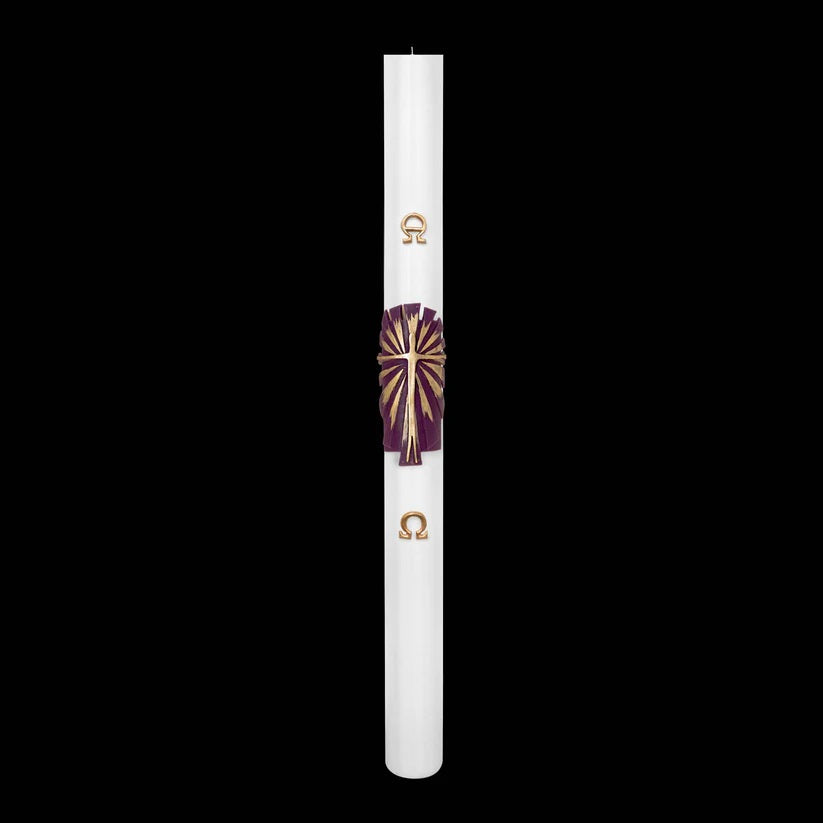 Cero Pasquale Bianco 80x1200 mm Decoro Bassorilievo Risorto Stilizzato con Anno Applicato e con Rinforzo