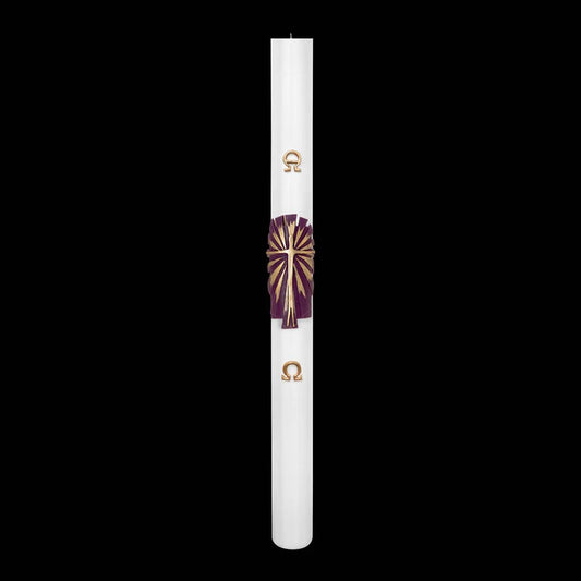 Cero Pasquale Bianco 80x1200 mm Decoro Bassorilievo Risorto Stilizzato con Anno Applicato e con Rinforzo