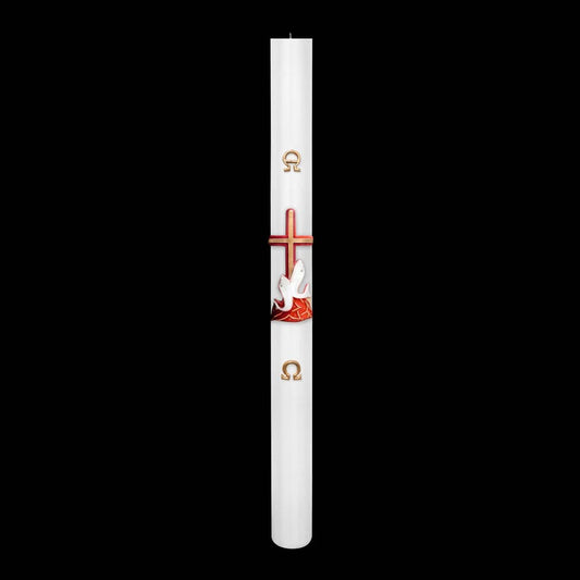 Cero Pasquale Bianco 80x1200 mm Decoro Bassorilievo Pesci con Anno Applicato e con Rinforzo