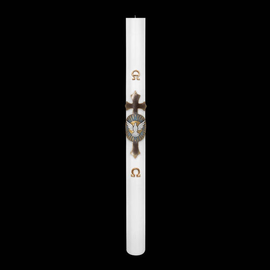 Cero Pasquale Bianco 80x1200 mm Decoro Bassorilievo Colomba con Anno Applicato e con Rinforzo