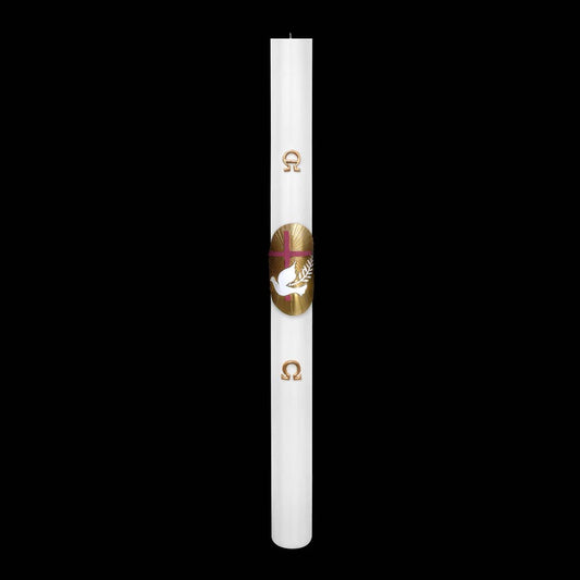 Cero Pasquale Bianco 80x1200 mm Decoro Bassorilievo Colomba con Anno Applicato e con Rinforzo