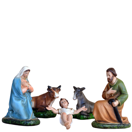 Presepe Natività 5 Pezzi 20 cm in Resina Piena