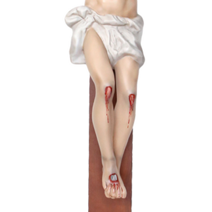 Crocifisso Croce in Legno 220 x 120 con Cristo 105 cm da Appendere in Vetroresina