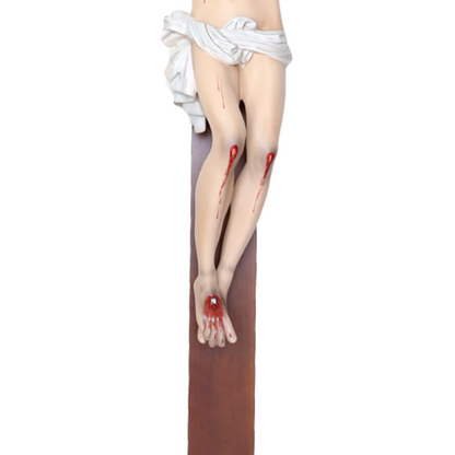 Crocifisso Croce in Legno 240 x 150 con Cristo 120 cm da Appendere in Vetroresina