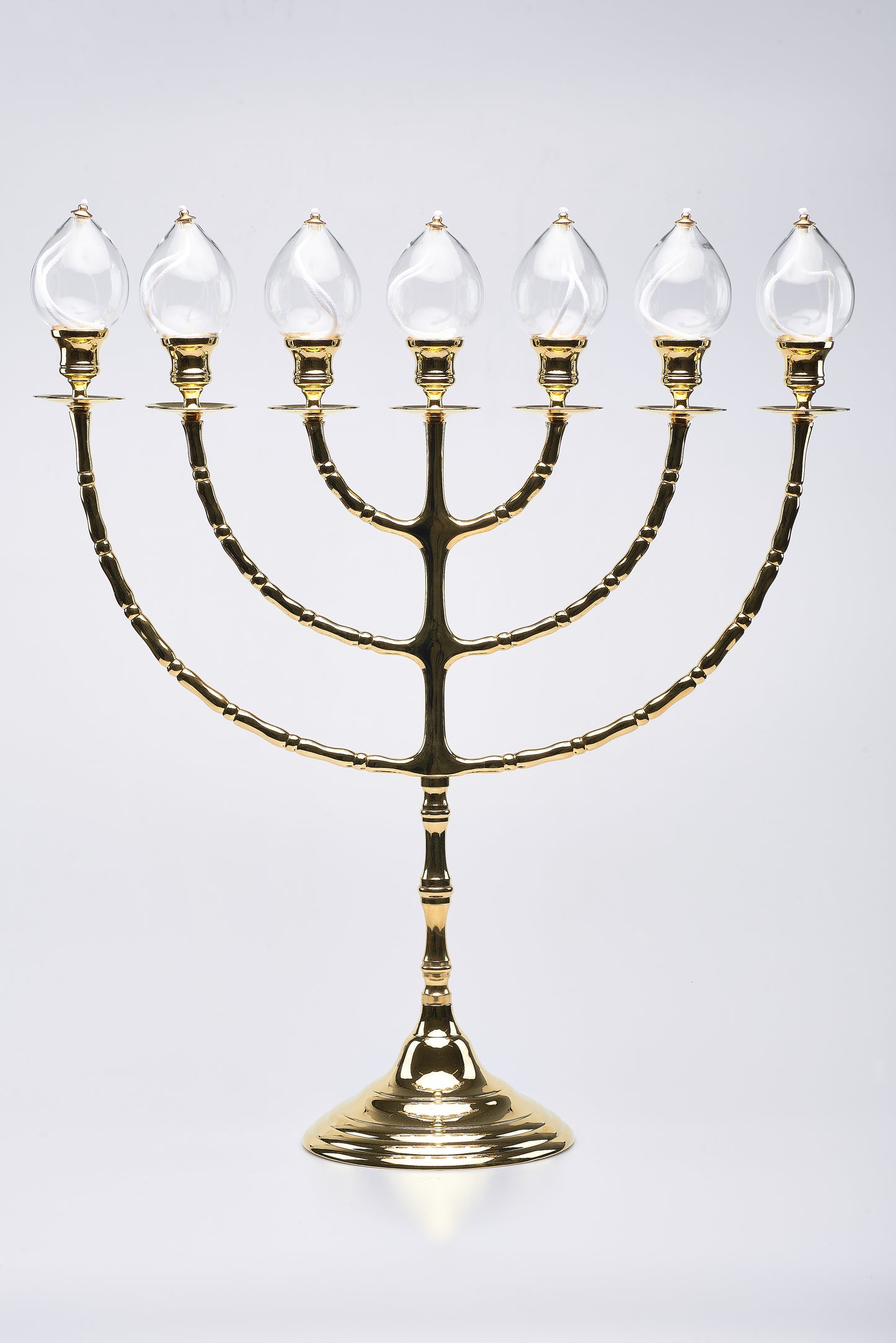 Candeliere Sette Fiamme Completo di Gocce in Ottone Lucido 51x49 Centimetri