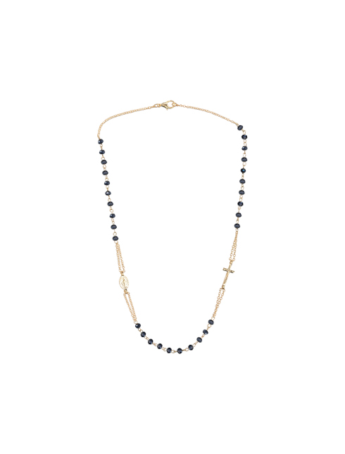 Collana Rosario con Tre Decine Finitura Oro con Grani 4 Millimetri in Semi Cristallo