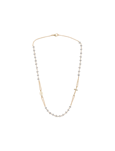 Collana Rosario con Tre Decine Finitura Oro con Grani 4 Millimetri in Semi Cristallo