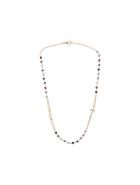Collana Rosario con Tre Decine Finitura Oro con Grani 4 Millimetri in Semi Cristallo