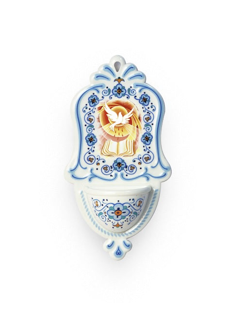Acquasantiera Santa Cresima in Polimero Effetto Ceramica 15 Centimetri