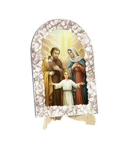 Quadro Sacra Famiglia Effetto Pietra Dipinta con Soggetto a Stampa e Supporto