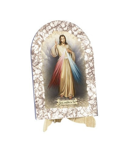 Quadro Gesù Misericordioso Effetto Pietra Dipinta con Soggetto a Stampa e Supporto
