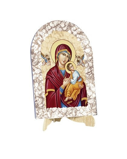 Quadro Madonna con Bambino Effetto Pietra Dipinta con Soggetto a Stampa e Supporto