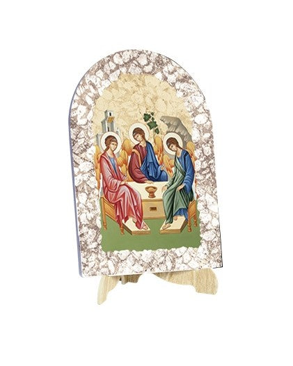 Quadro Santissima Trinità Effetto Pietra Dipinta con Soggetto a Stampa e Supporto